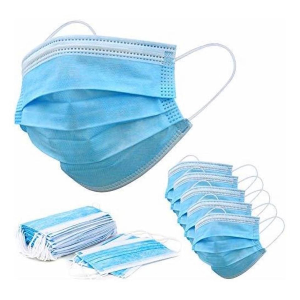 Cubre Bocas INFANTIL Azul Triple Capa Plisado con Ajuste Nasal Grado Médico c/25