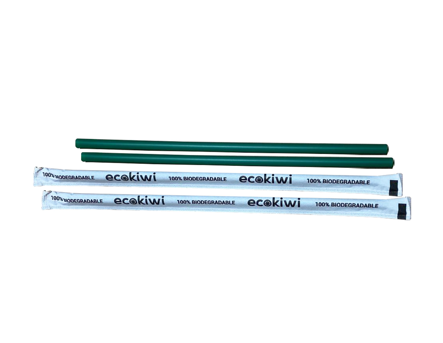 Popote Biodegradable Estuchado de PLA Verde 21cm c/1,000