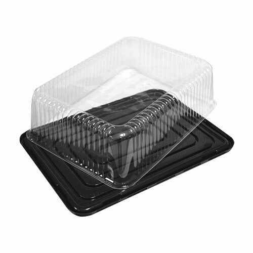 Domo para Pastel Barra Moka con Base Negra 30x11x10.5cm c/2