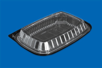 Contenedor con Base Negra para Comida 25x17x5cm c/5