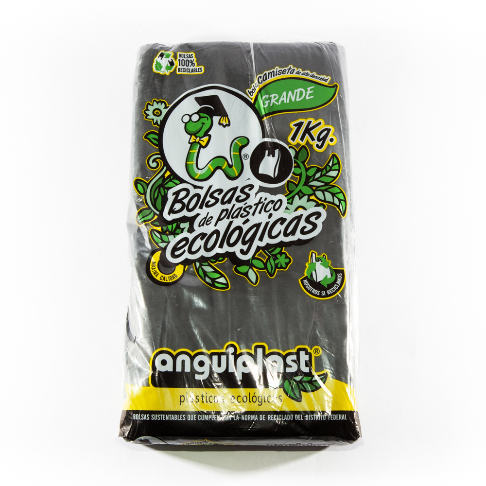 Bolsa Camiseta "Anguiplast" Negra Grande #3 "1kg."