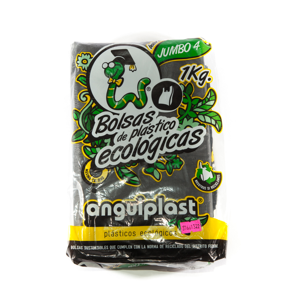 Bolsa Camiseta "Anguiplast" Negra Jumbo #4 "1kg."