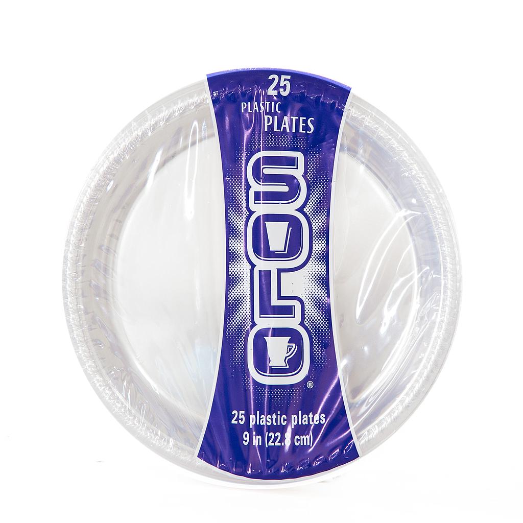Plato Plástico Solo 9" Cristal/Transparente c/25