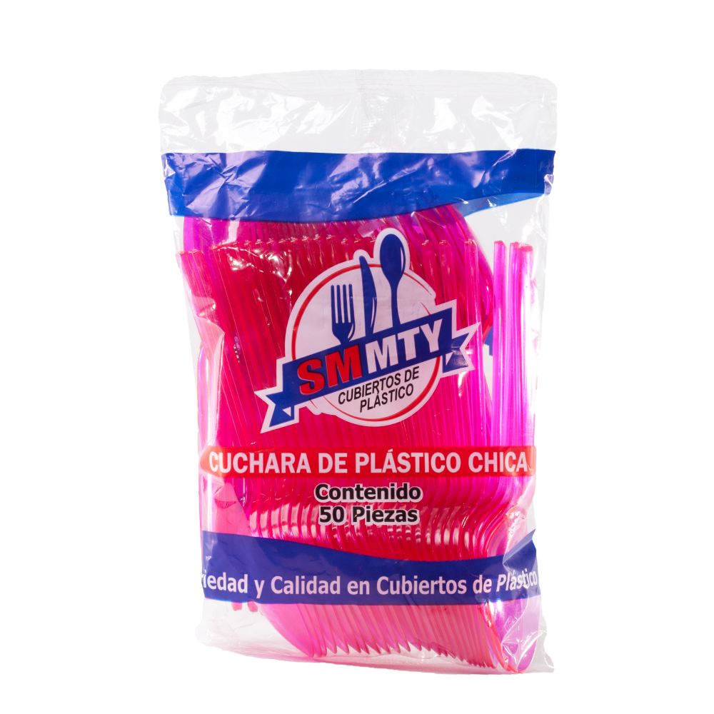 Cuchara Chica Rosa Neon c/50pz