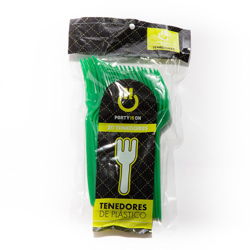 Tenedor Plástico Verde Bandera c/20 - Amscan