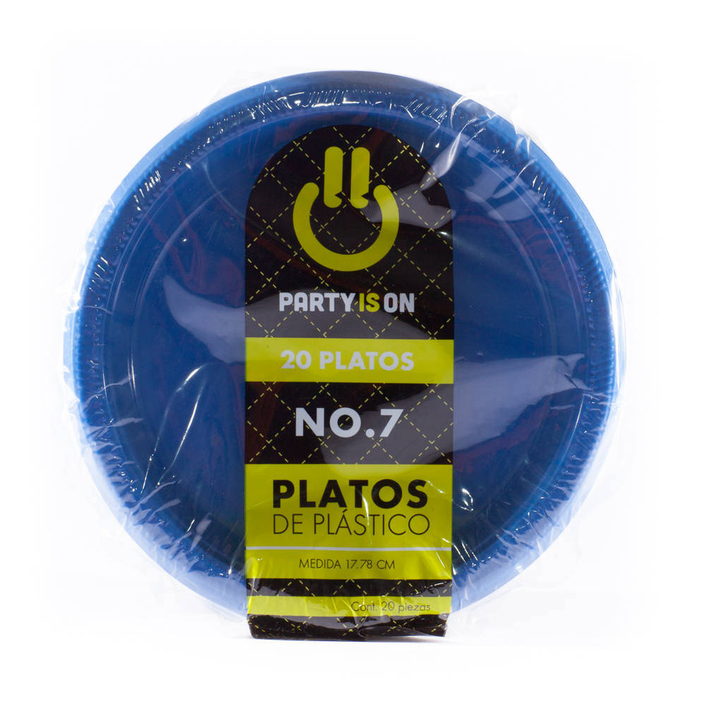 Plato Plástico Azul Rey #7 c/20 - Amscan