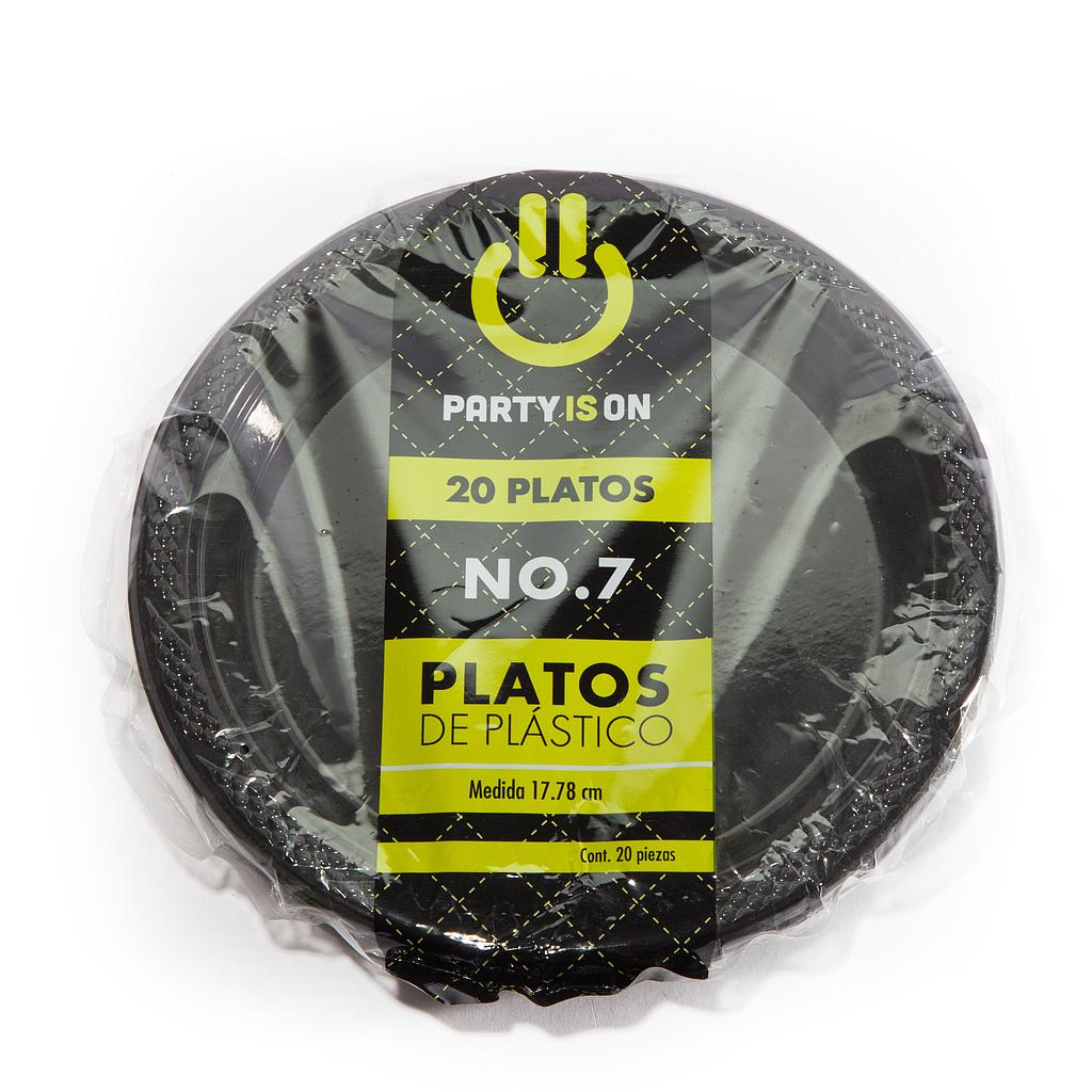 Plato Plástico Negro #7 c/20 - Amscan