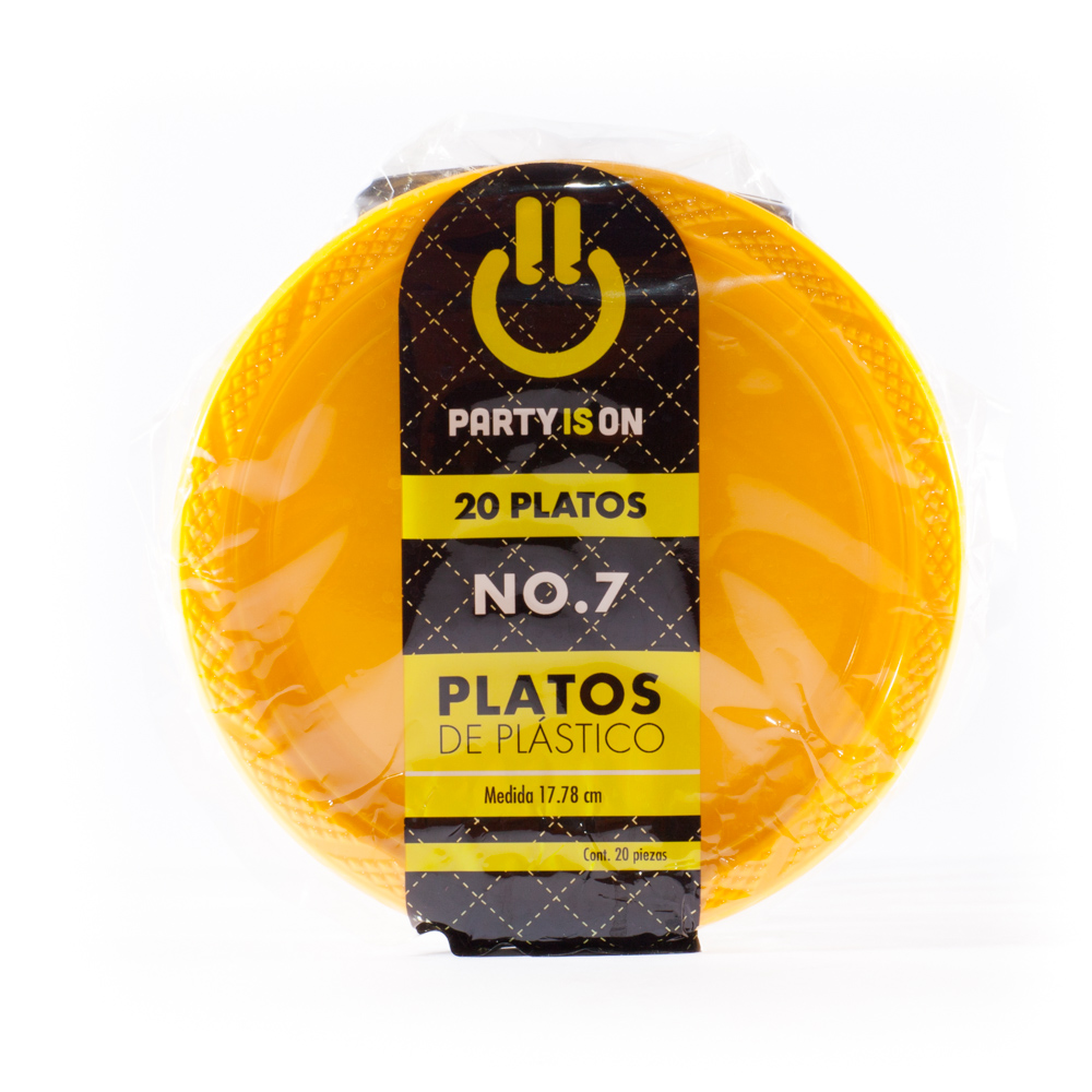 Plato Plástico Amarillo Brillante #7 c/20 - Amscan
