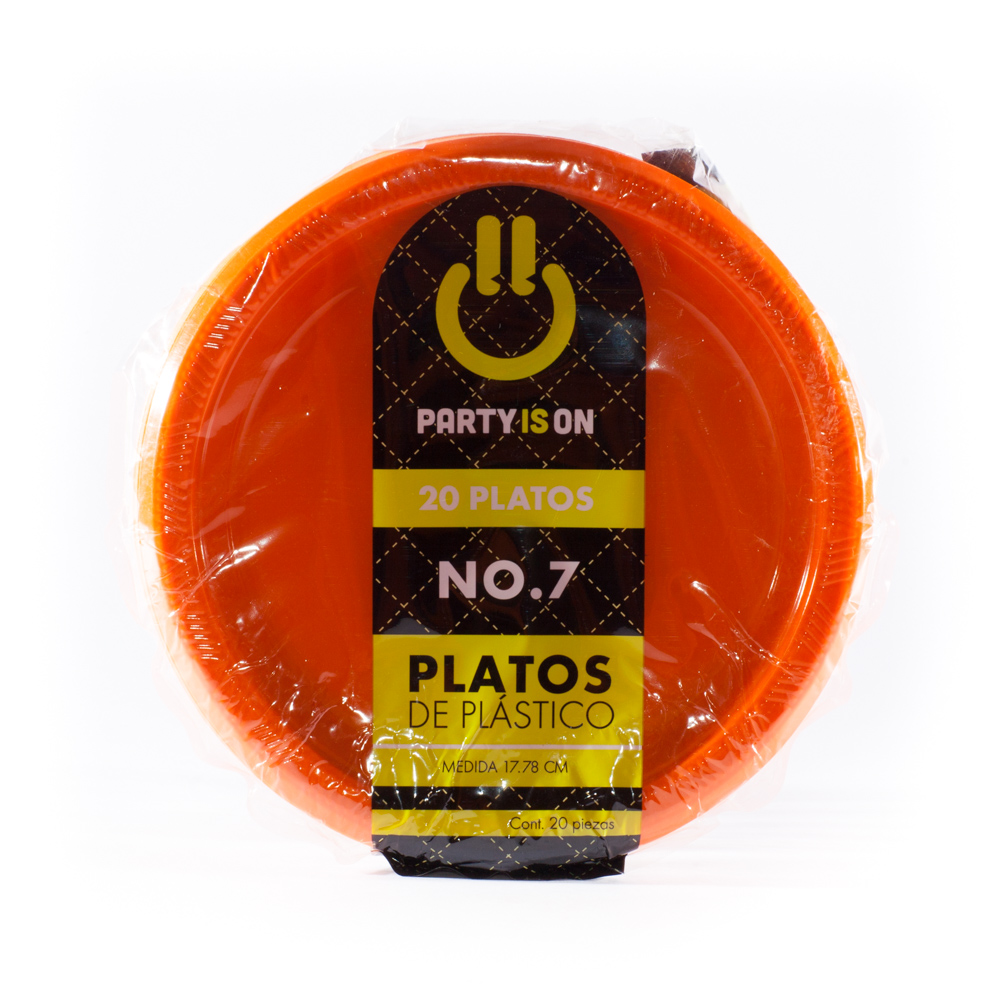 Plato Plástico Naranja #7 c/20 - Amscan