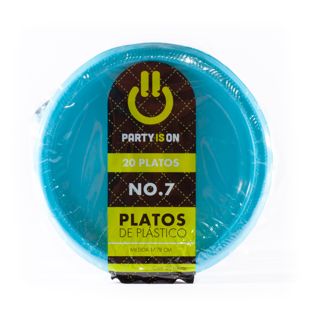 Plato Plástico Azul Caribe #7 c/20 - Amscan