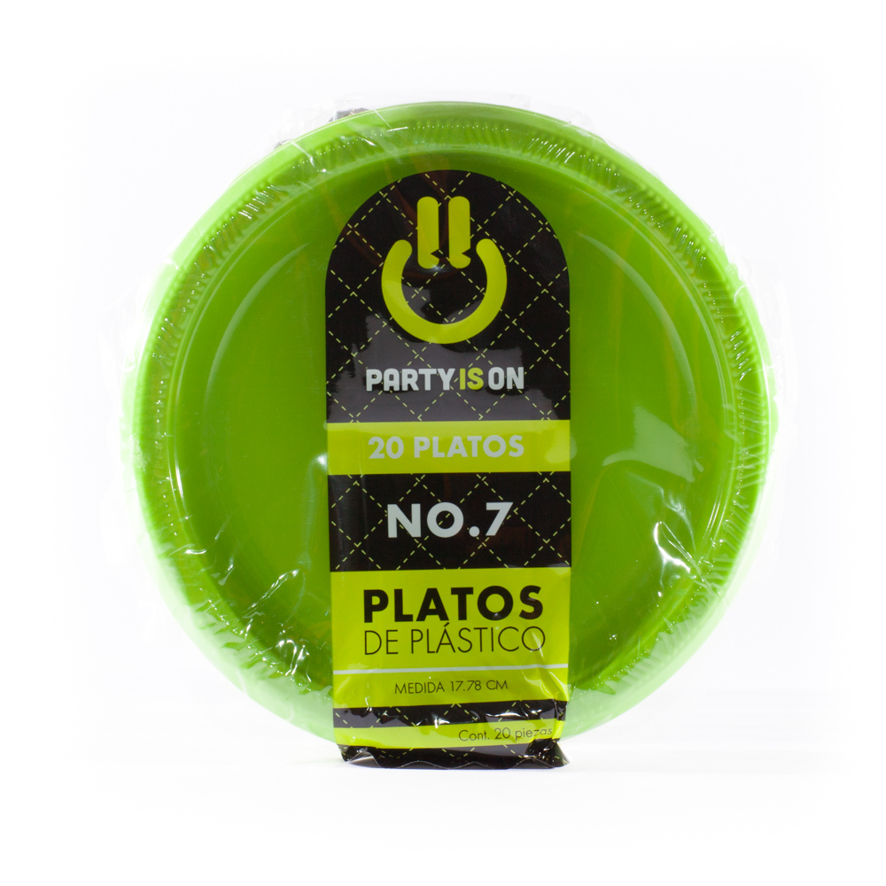 Plato Plástico Verde Kiwi #7 c/20 - Amscan