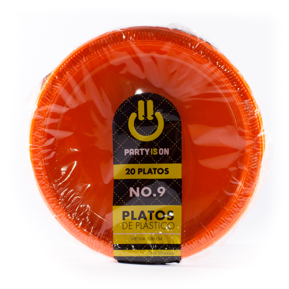 Plato Plástico Naranja #9 c/20 - Amscan