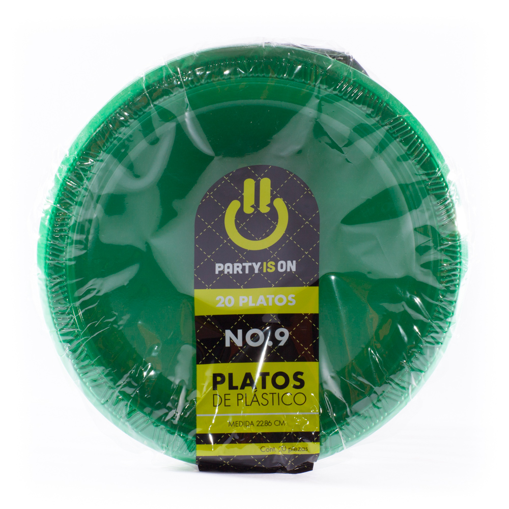 Plato Plástico Verde Bandera #9 c/20 - Amscan
