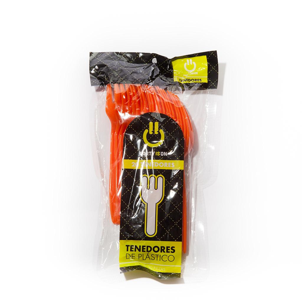 Tenedor Plástico Naranja c/20 - Amscan