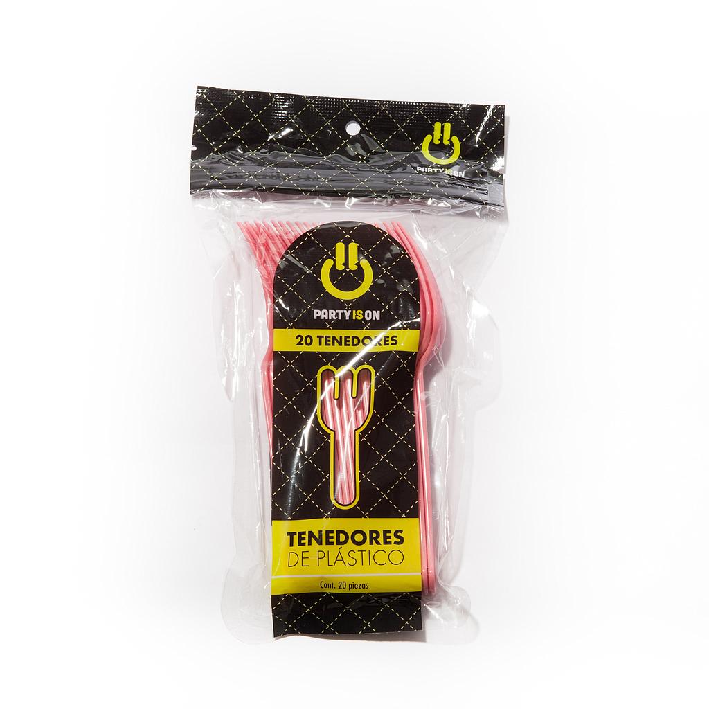 Tenedor Plástico Rosa c/20 - Amscan