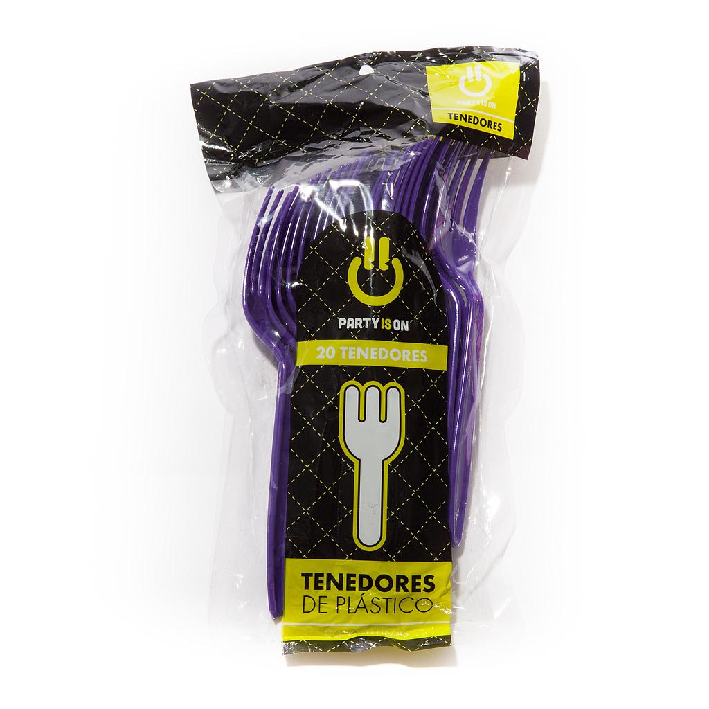 Tenedor Plástico Morado c/20 - Amscan