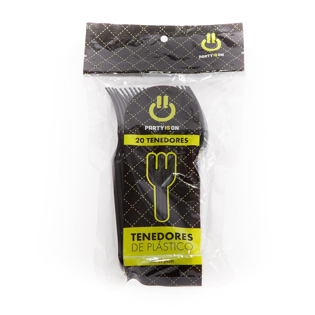 Tenedor Plástico Negro c/20 - Amscan