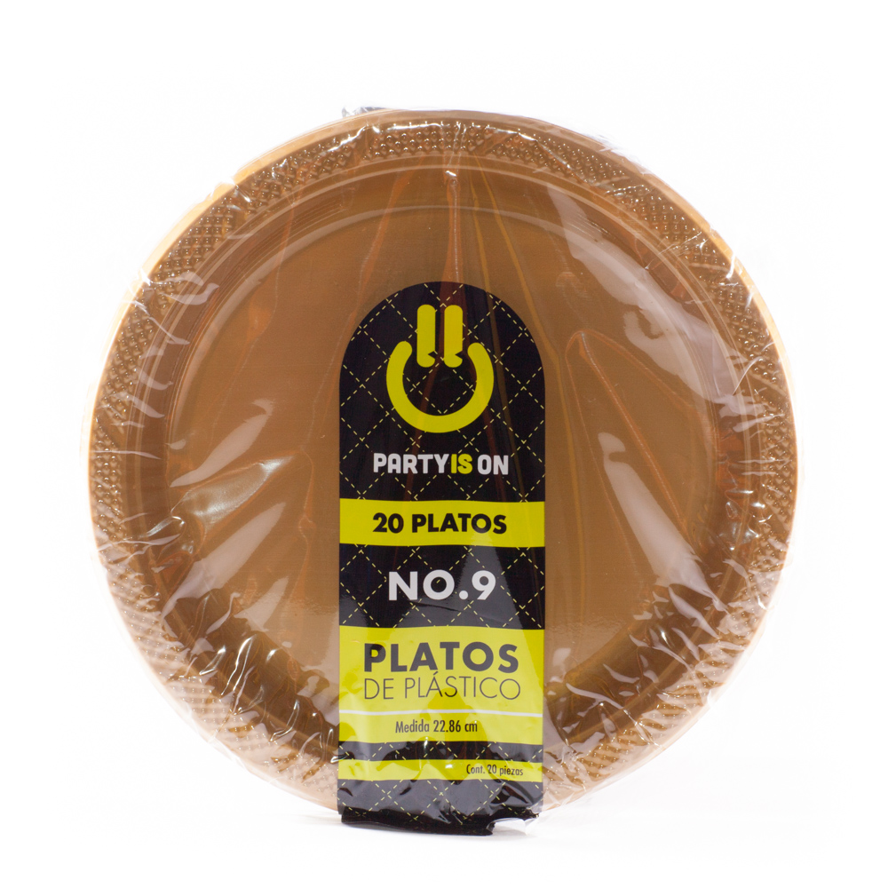 Plato Plástico Dorado #9 c/20 - Amscan