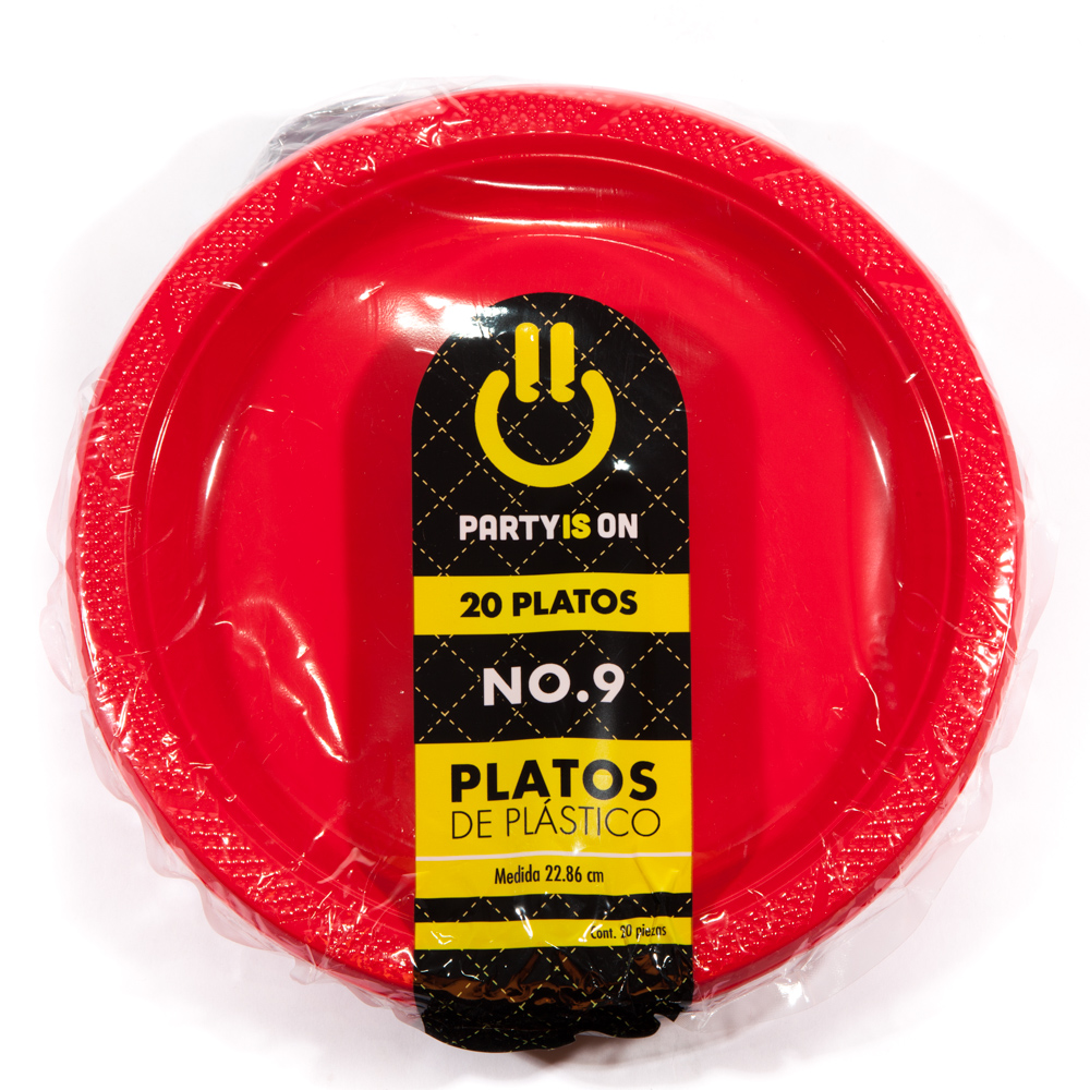 Plato Plástico Rojo #9 c/20 - Amscan