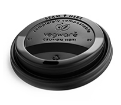 Tapa Biodegradable Negra para café (para vaso 12 y 16oz B.Caliente) Pte c/50
