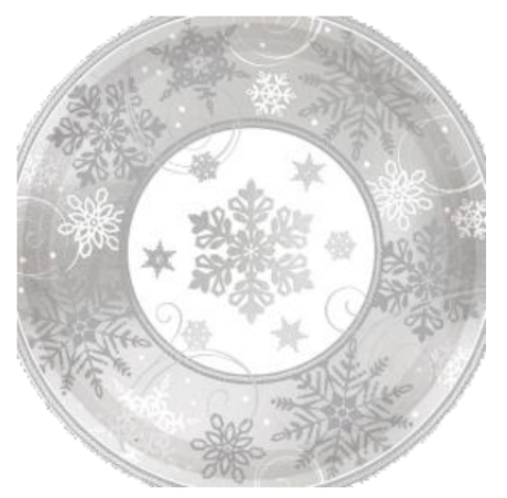 Plato de Navidad Cartón Redondo Sparkling Snowflake #12 c/8