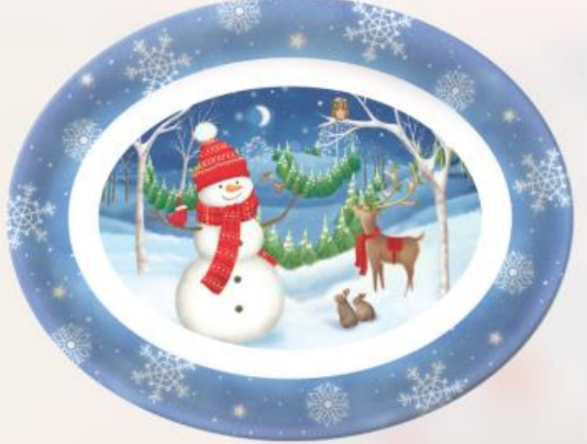 Charola Extra Grande Navidad de Melamina Mono de Nieve