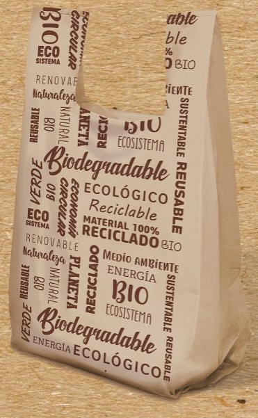 Bolsa Camiseta Biodegradable Color Kraft Grande #3 "1kg." c/80 piezas