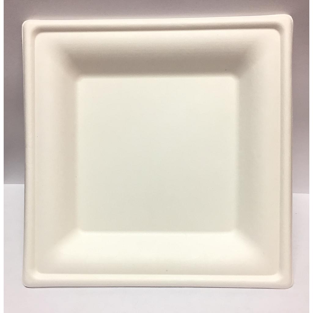 Plato Biodegradable Cuadrado 6" Liso (de bagazo) c/50