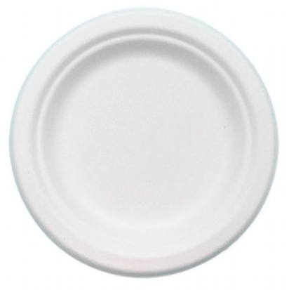 Plato Biodegradable Redondo 10" Liso (de fibra de papel) c/50