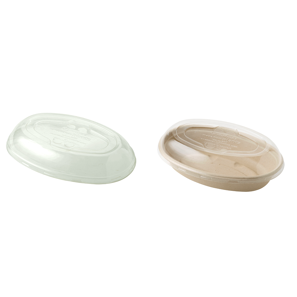 Tapa Biodegradable Transparente para Contenedor Ovalado de Paja de Trigo 32oz Pte c/50