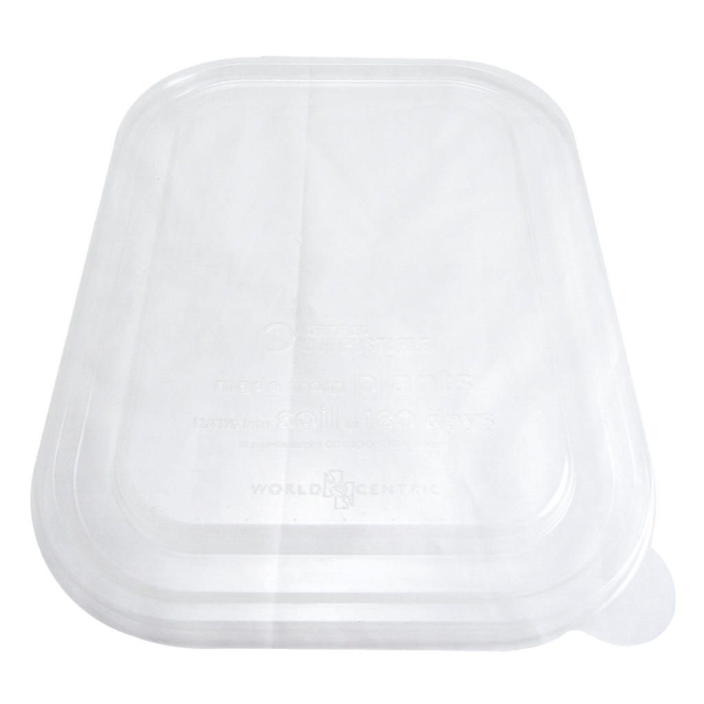 Tapa Biodegradable Transparente para Contenedor Rectangular de Paja de Trigo Grande 36oz Pte c/50