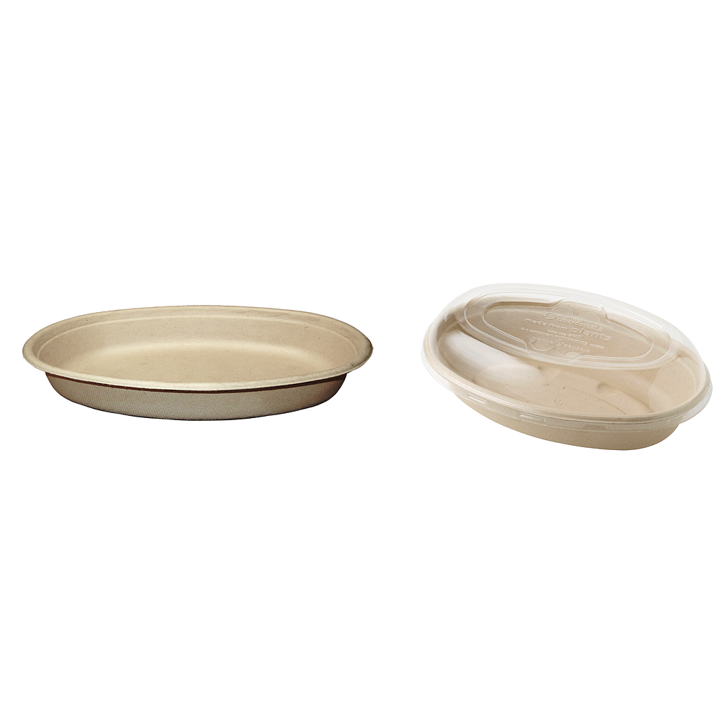 Contenedor Biodegradable Ovalado de Paja de Trigo 24oz Pte c/50