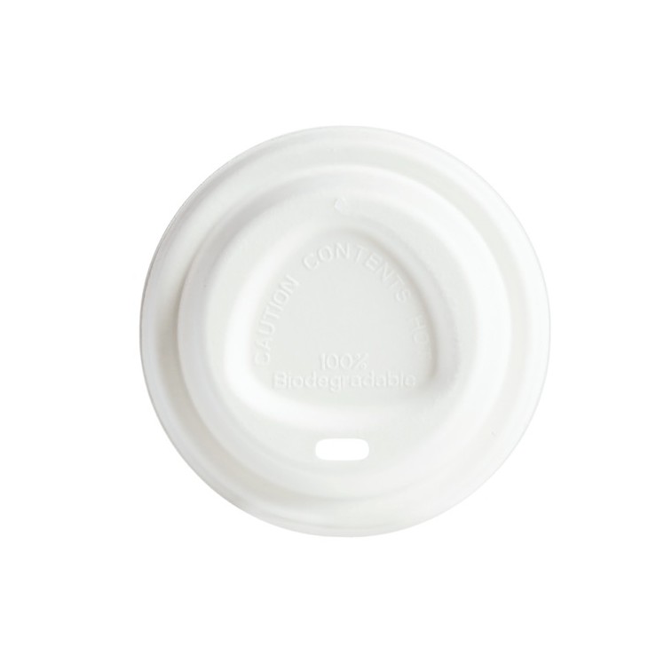 Tapa Biodegradable Blanca de Caña (para vaso 10 - 20oz B.Caliente) c/50