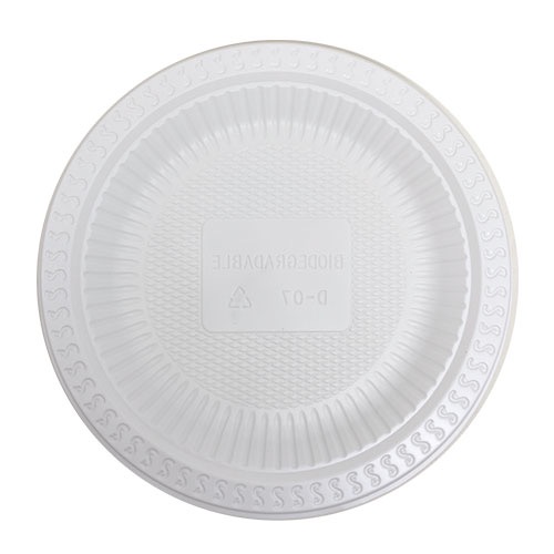 Plato Biodegradable Redondo 7" Liso de Fécula de Maíz c/50