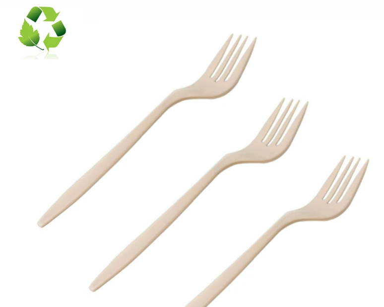 Tenedor Mediano Biodegradable de Fécula de Maíz c/100