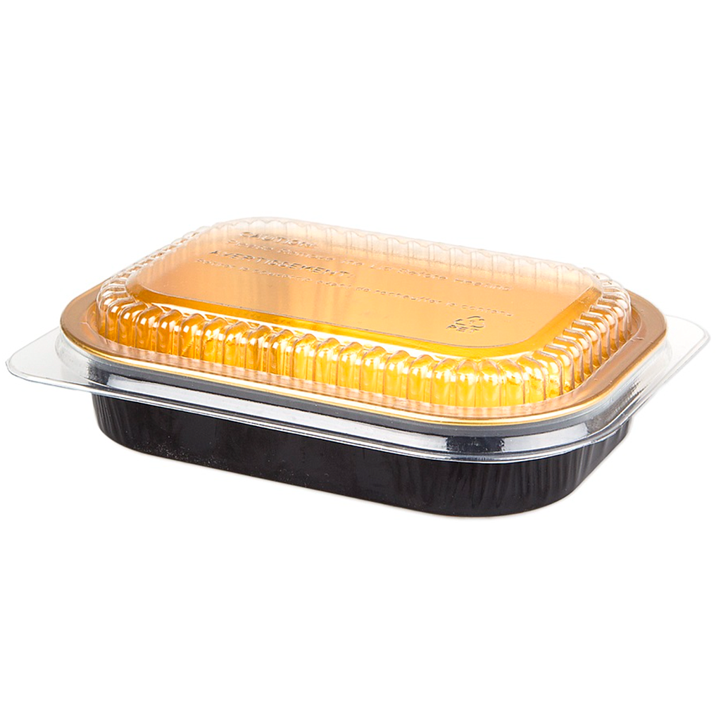 Contenedor de Aluminio 47.4oz Negro-Oro con Tapa Plástica