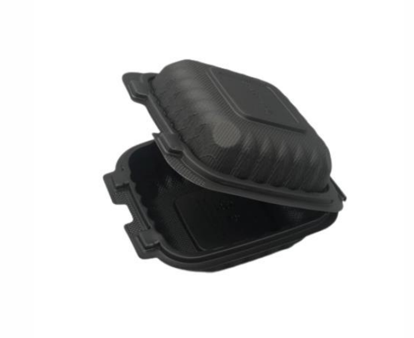 Contenedor Biodegradable Negro Hamburguesero 6x6 de Fécula de Maíz c/25
