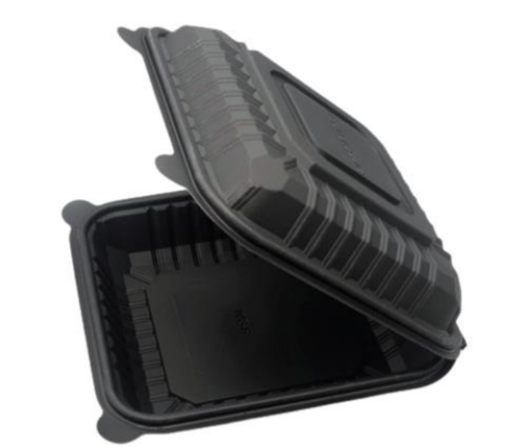 Contenedor Biodegradable Negro 9x9 Liso de Fécula de Maíz c/25