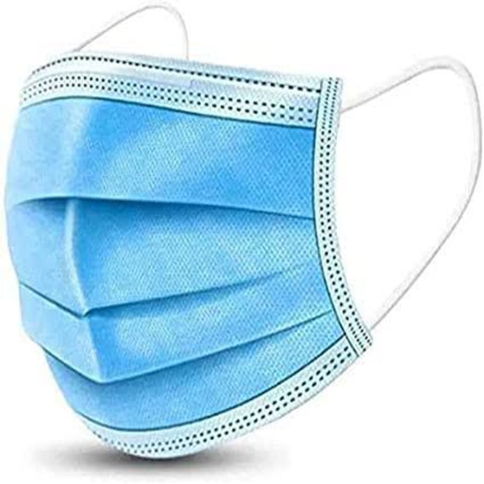 Cubre Bocas INFANTIL Azul Triple Capa Plisado con Ajuste Nasal Grado Médico c/25
